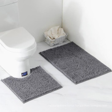 High Quality Long pile chenille water absorb bath mat set